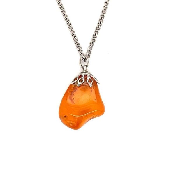 Orange Stone Pendant Necklace - Picture 1 of 3